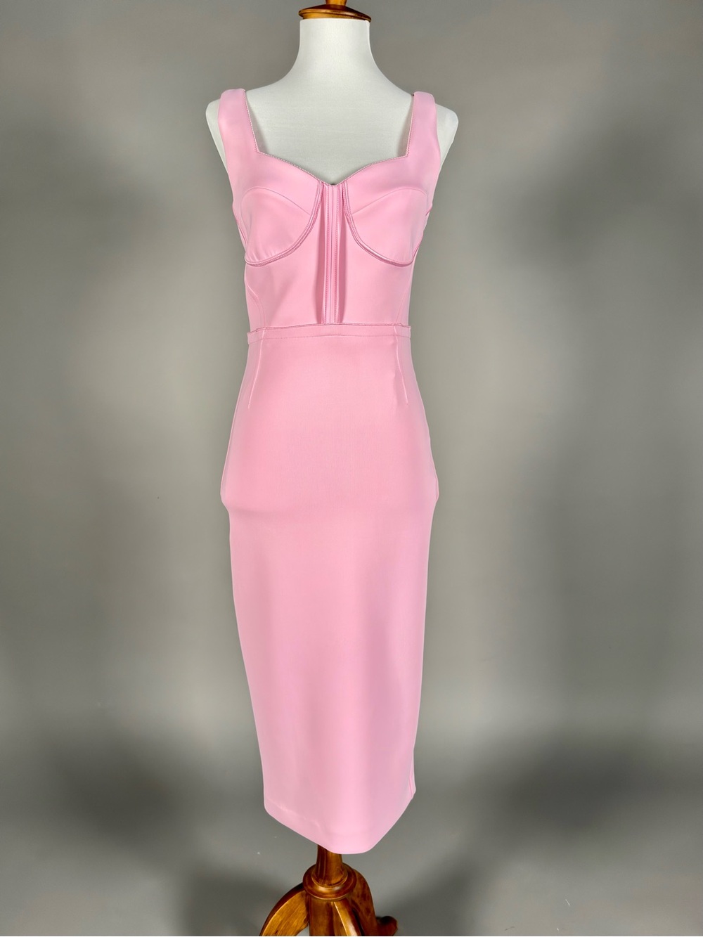 Marciano Pastel Pink Sculpted Bust Midi Dress
